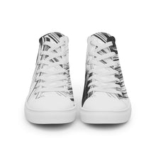 Load image into Gallery viewer, Black and white Men’s high top canvas shoes