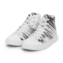 Load image into Gallery viewer, Black and white Men’s high top canvas shoes
